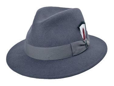 Charles men's wool felt fedora in dark grey, front view
