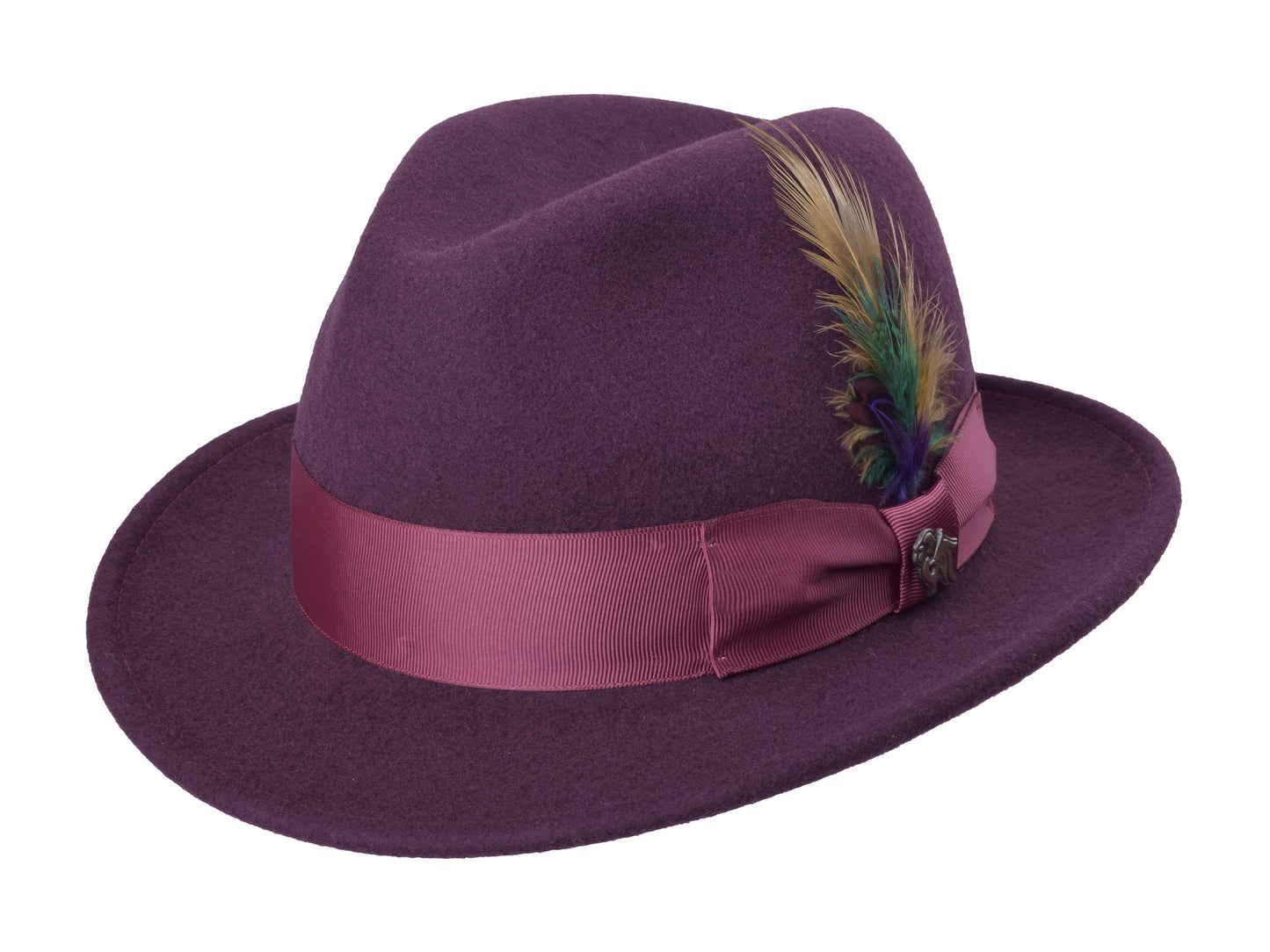 Wool Felt Hat Milano by Bigalli in gray with feather accent, a timeless and sophisticated fedora.