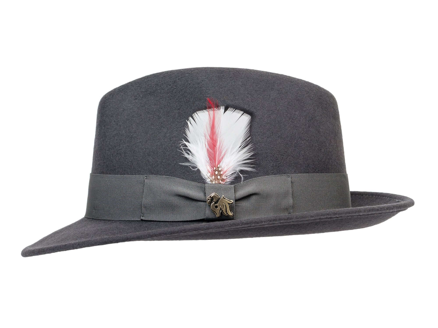 Wool Felt Hat Milano by Bigalli in gray with feather accent, a timeless and sophisticated fedora.