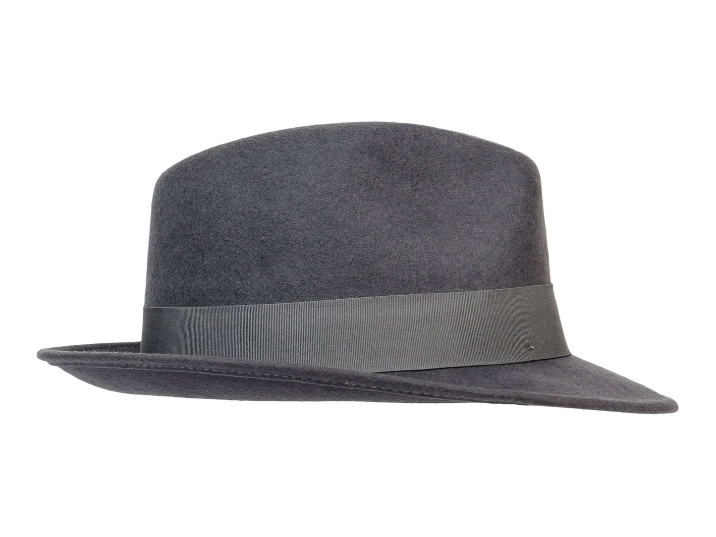 Wool Felt Hat Milano by Bigalli in gray with feather accent, a timeless and sophisticated fedora.