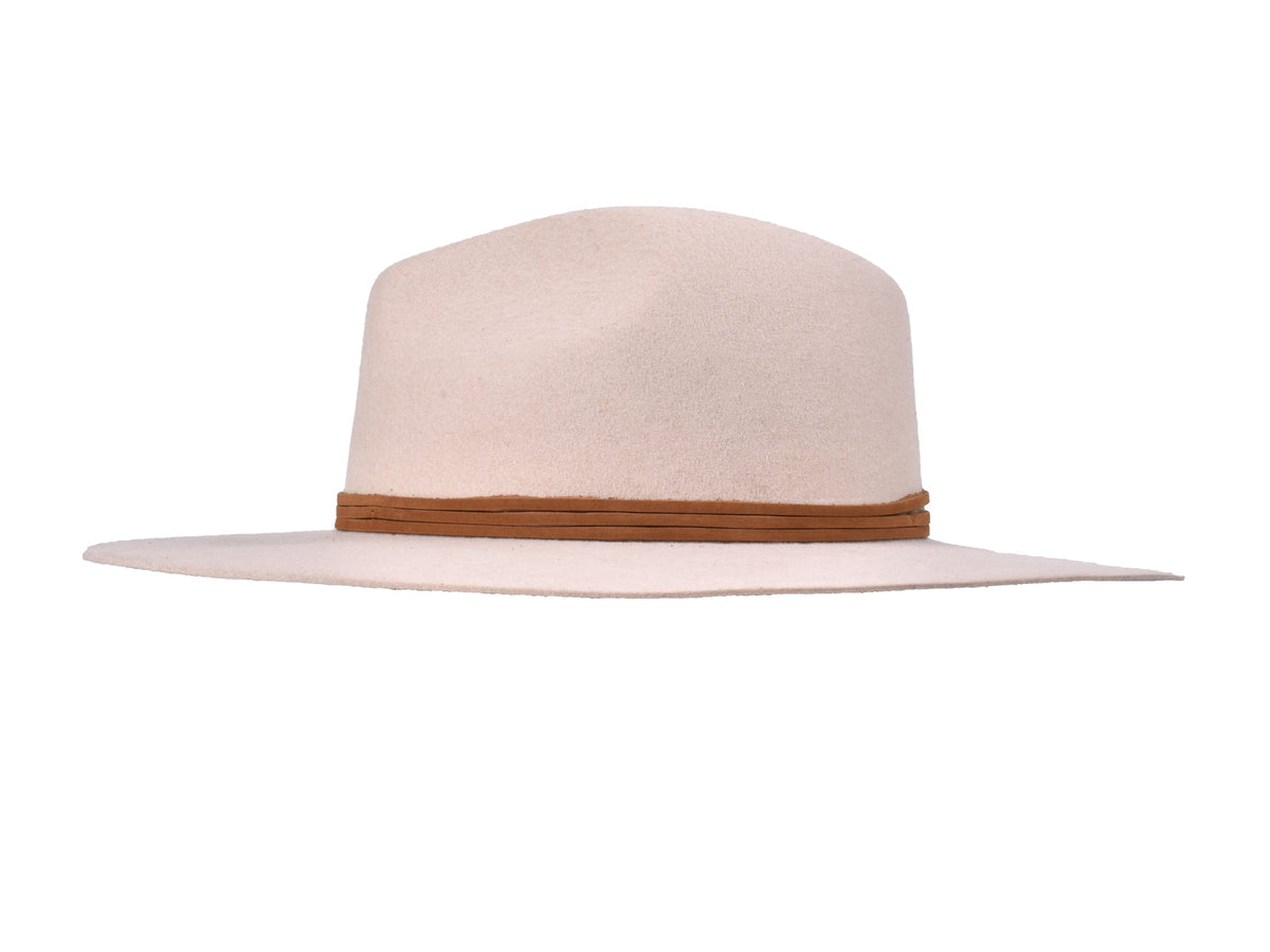 Lake wool felt fedora in cream, side view