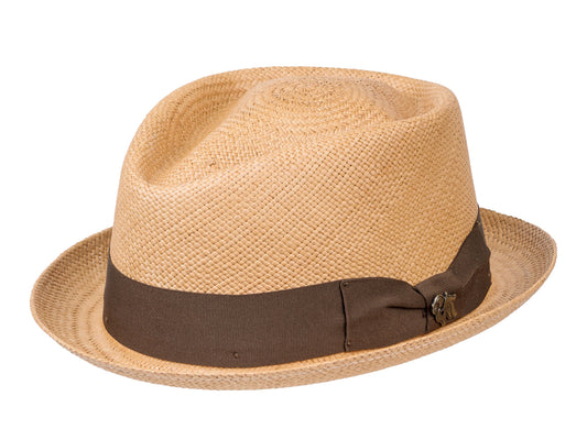 Panama Hat Diamond Trilby Bigalli back view diamond crown shape