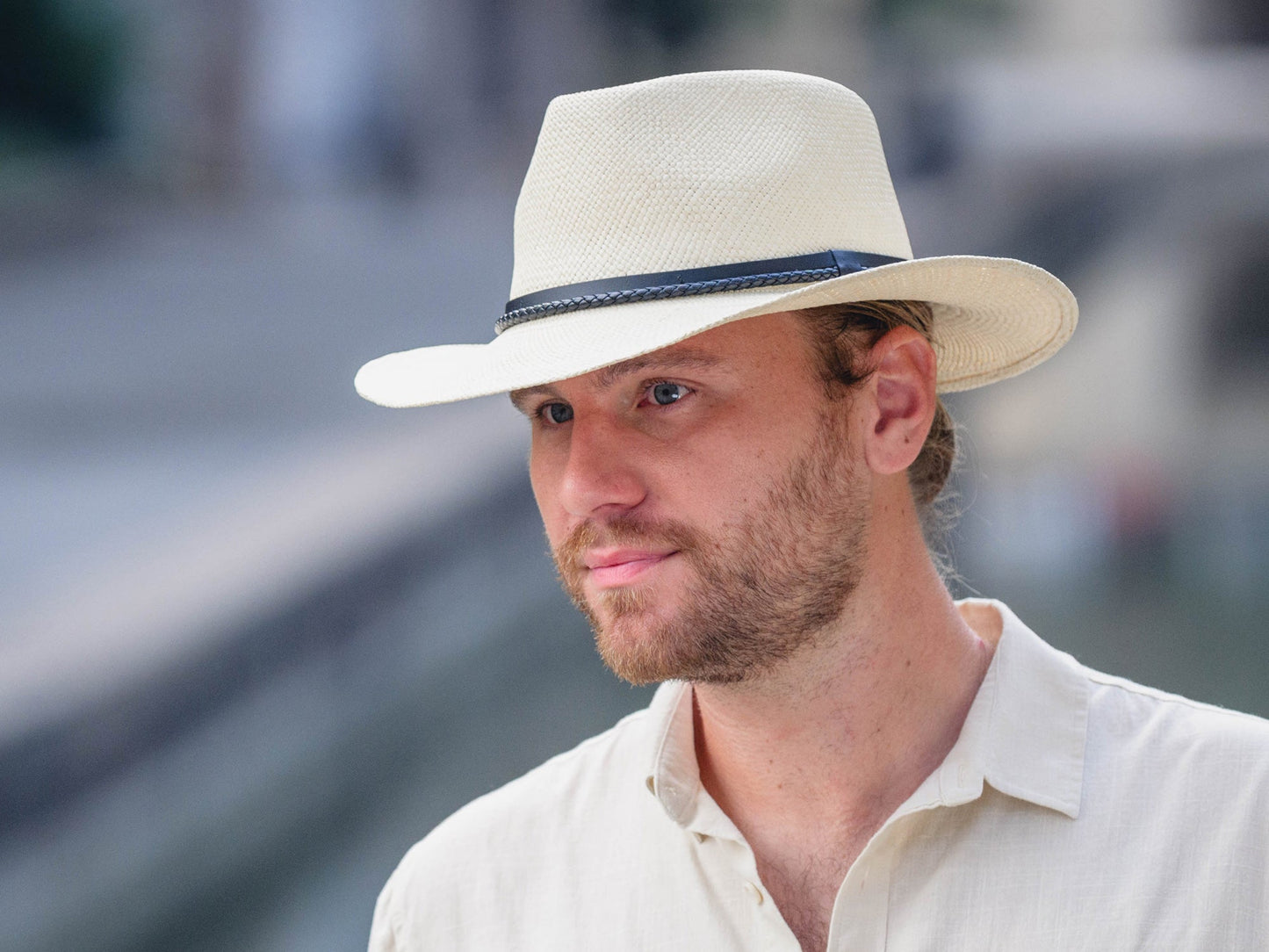 Elegant Shade Panama Hat Bigalli model wearing elegant outdoor outfit