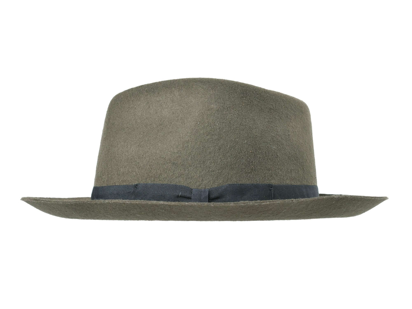 Moss Fedora Merino Wool Felt with a sleek black band, perfect for stylish men.