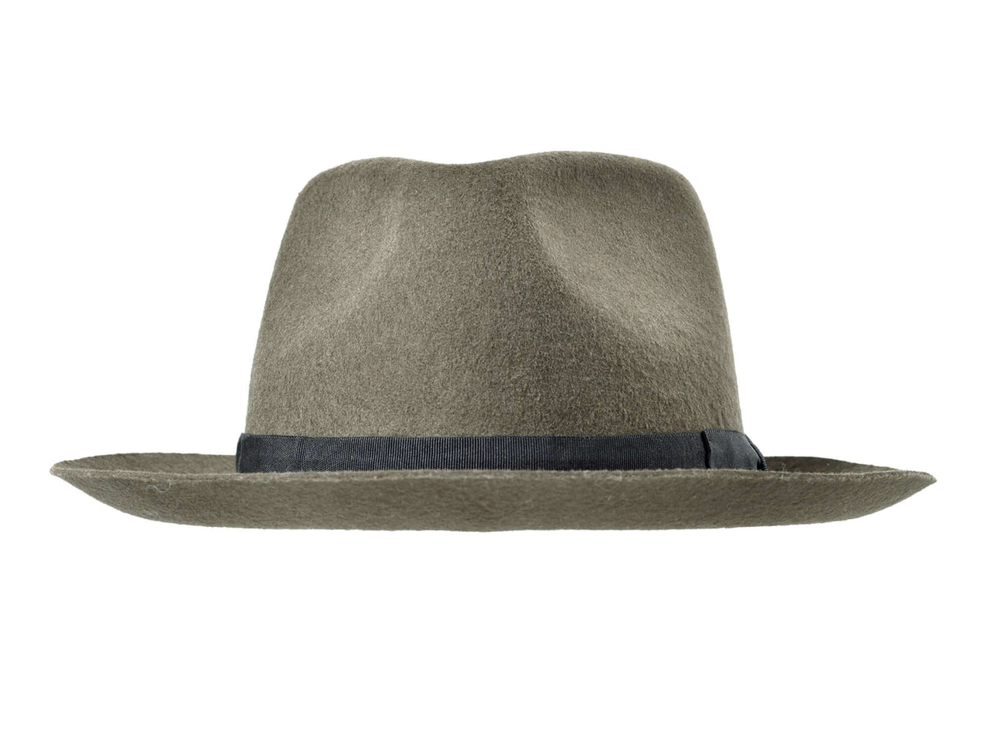 Moss Fedora Merino Wool Felt with a sleek black band, perfect for stylish men.