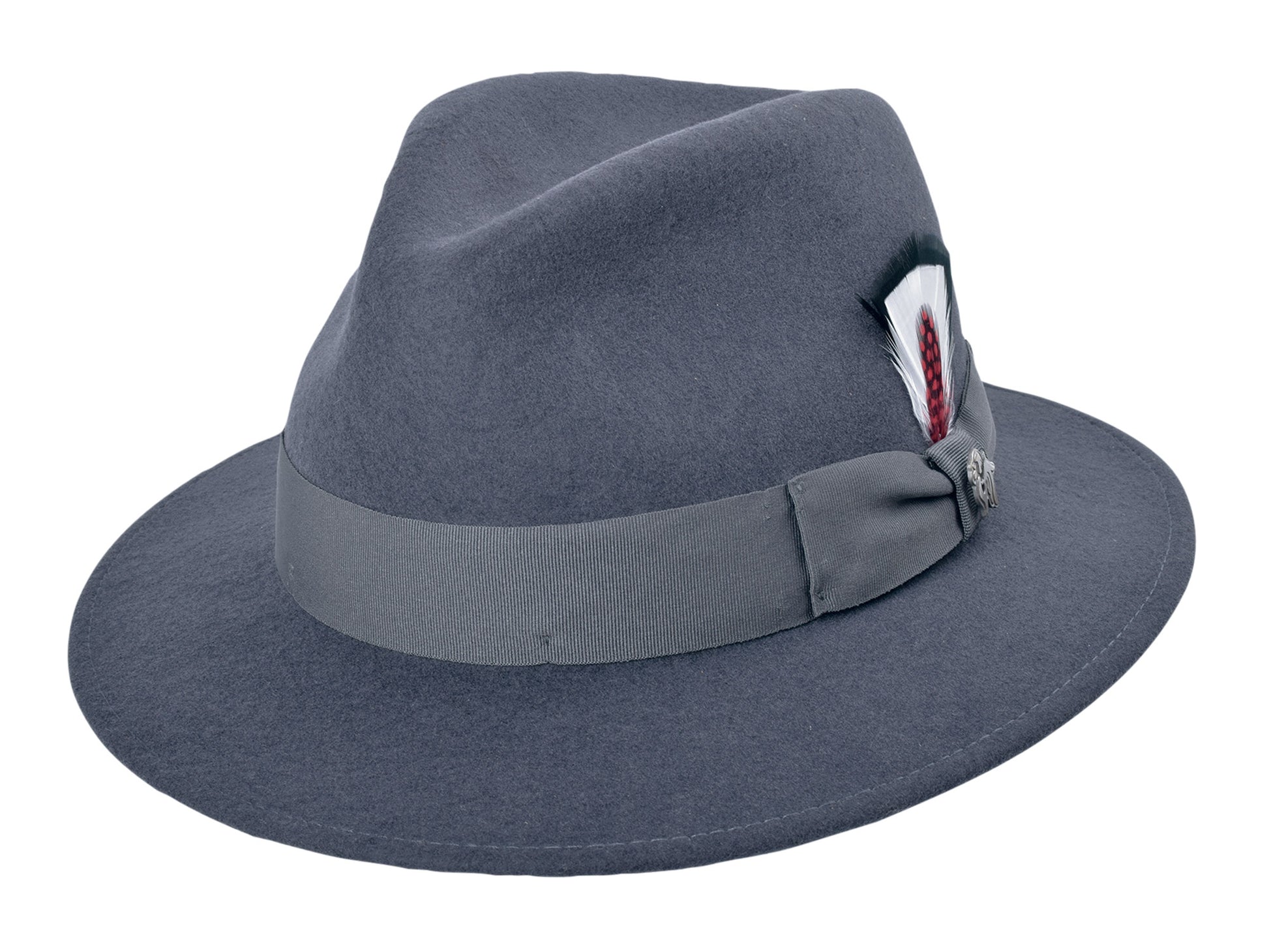 Charles men's wool felt fedora in dark grey, front view