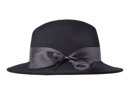 Grace women's wool felt hat in black, side view