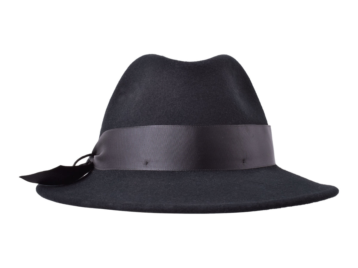 Grace women's wool felt hat in black, back view