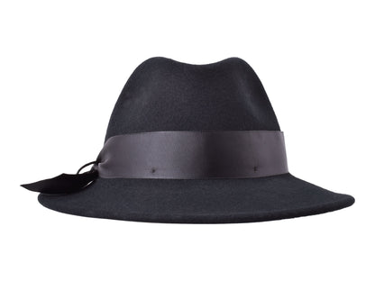 Grace women's wool felt hat in black, back view