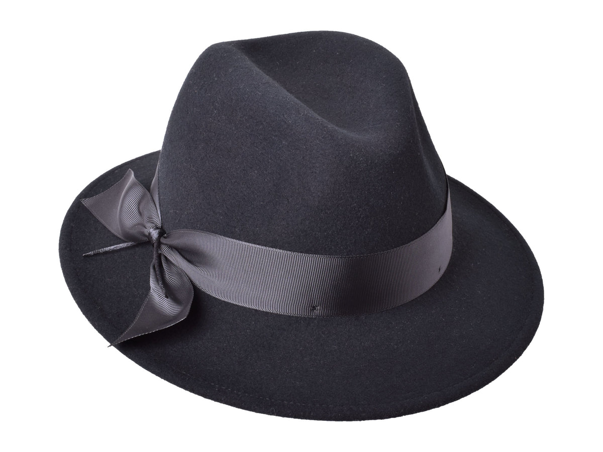 Grace women's wool felt hat in black, front view