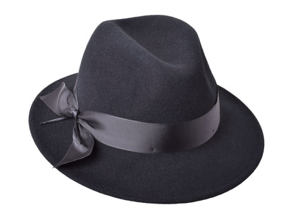 Grace women's wool felt hat in black, front view