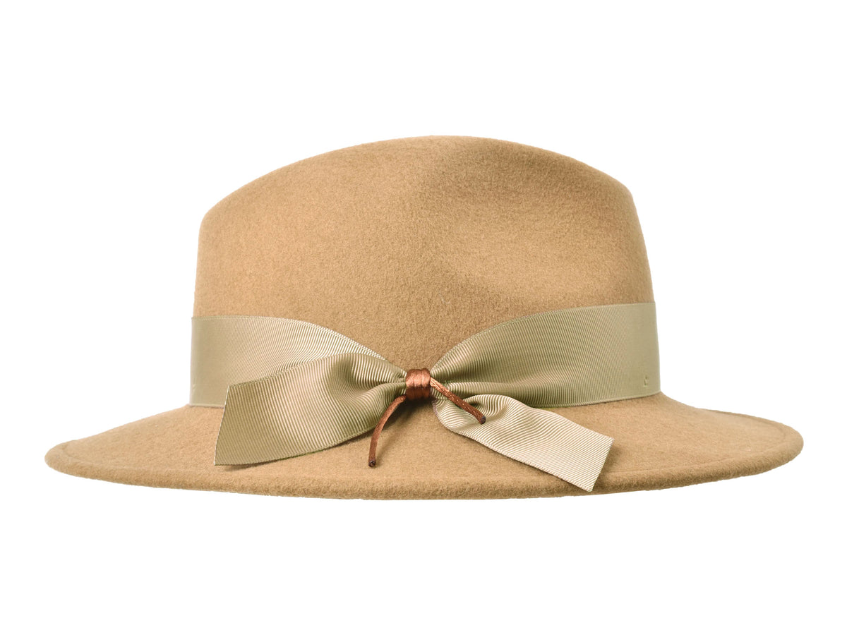 Grace women's wool felt hat in camel, side view
