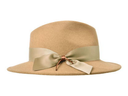 Grace women's wool felt hat in camel, side view