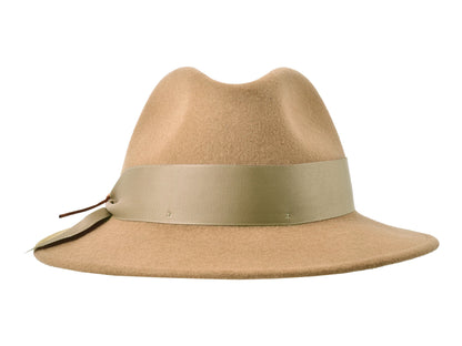 Grace women's wool felt hat in camel, back view