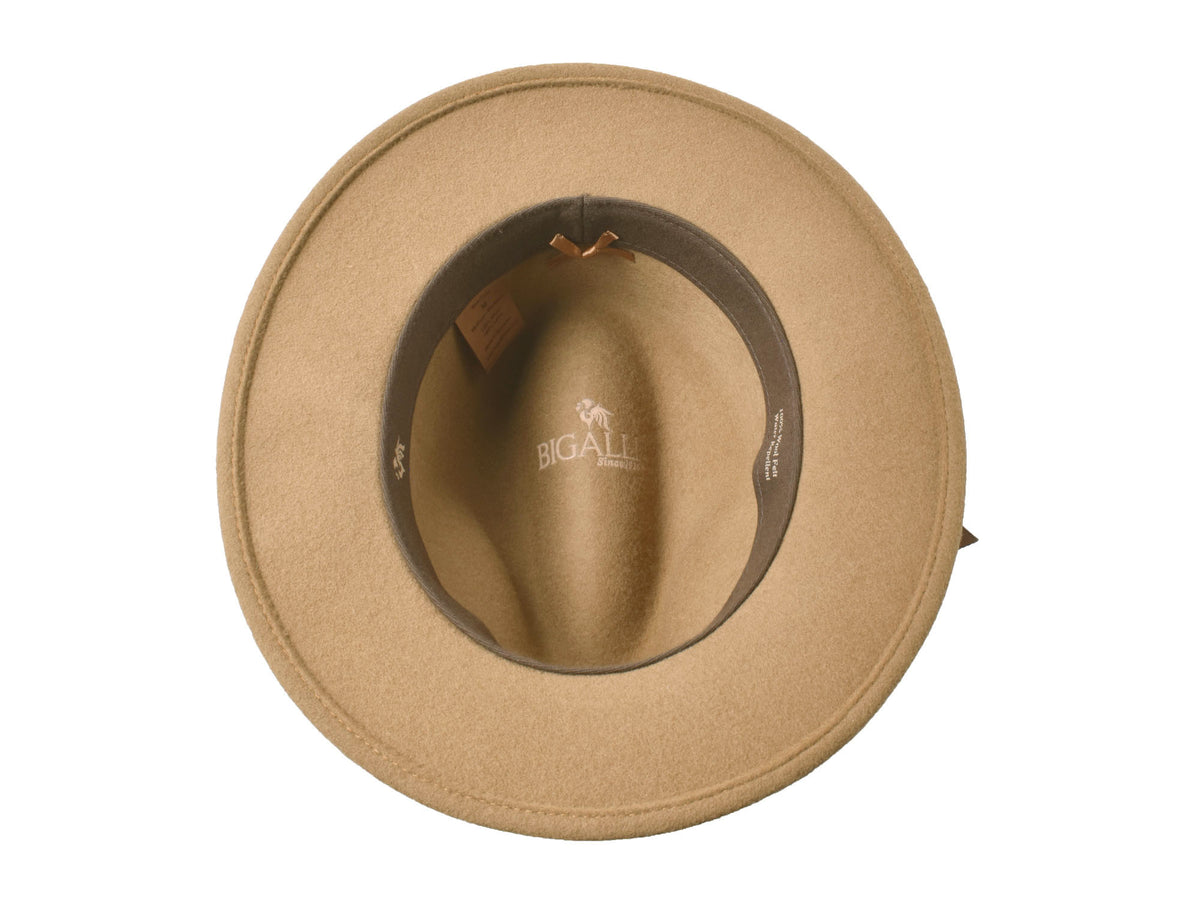 Grace women's wool felt hat in camel, center dent crown detail