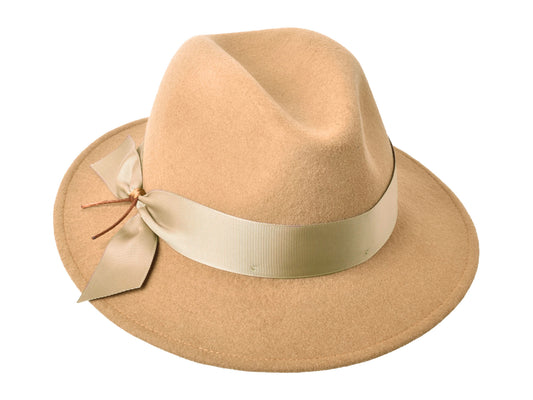 Grace women's wool felt hat in camel, front view