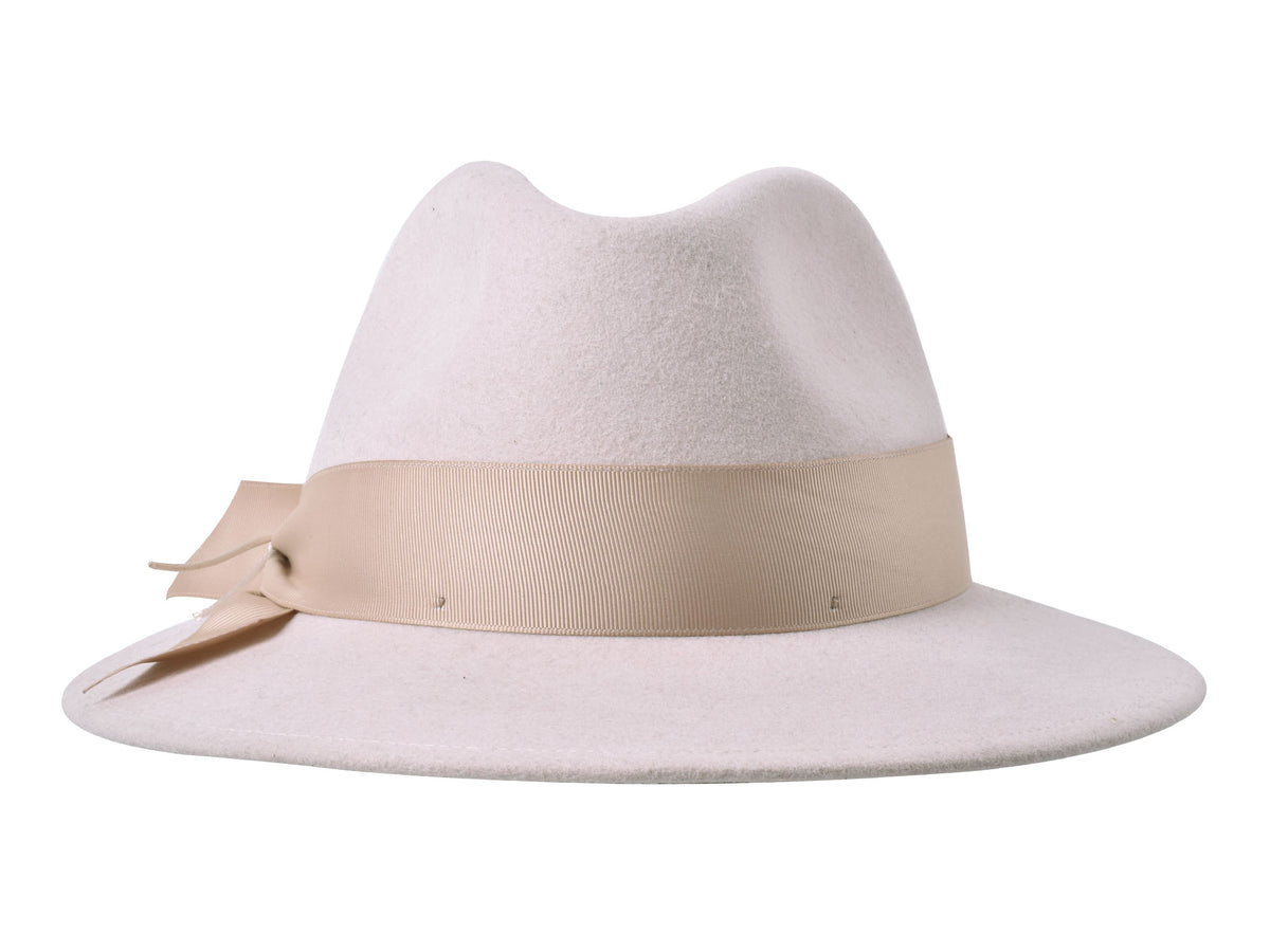 Grace women's wool felt hat in cream, back view