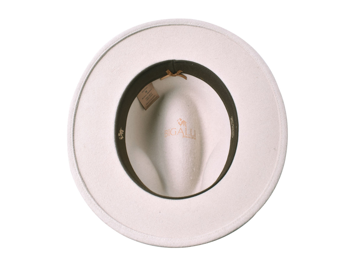 Grace women's wool felt hat in cream, center dent crown detail