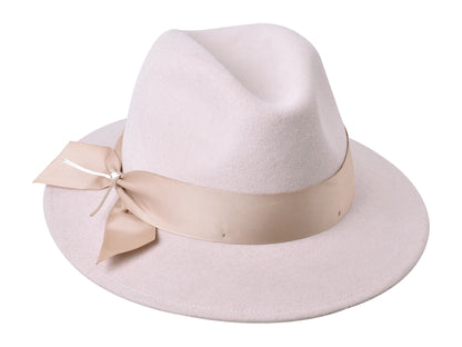 Grace women's wool felt hat in cream, front view