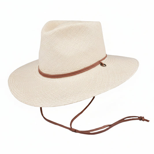 Wide Brim Outdoor Hat Bigalli close up of chin strap stitching