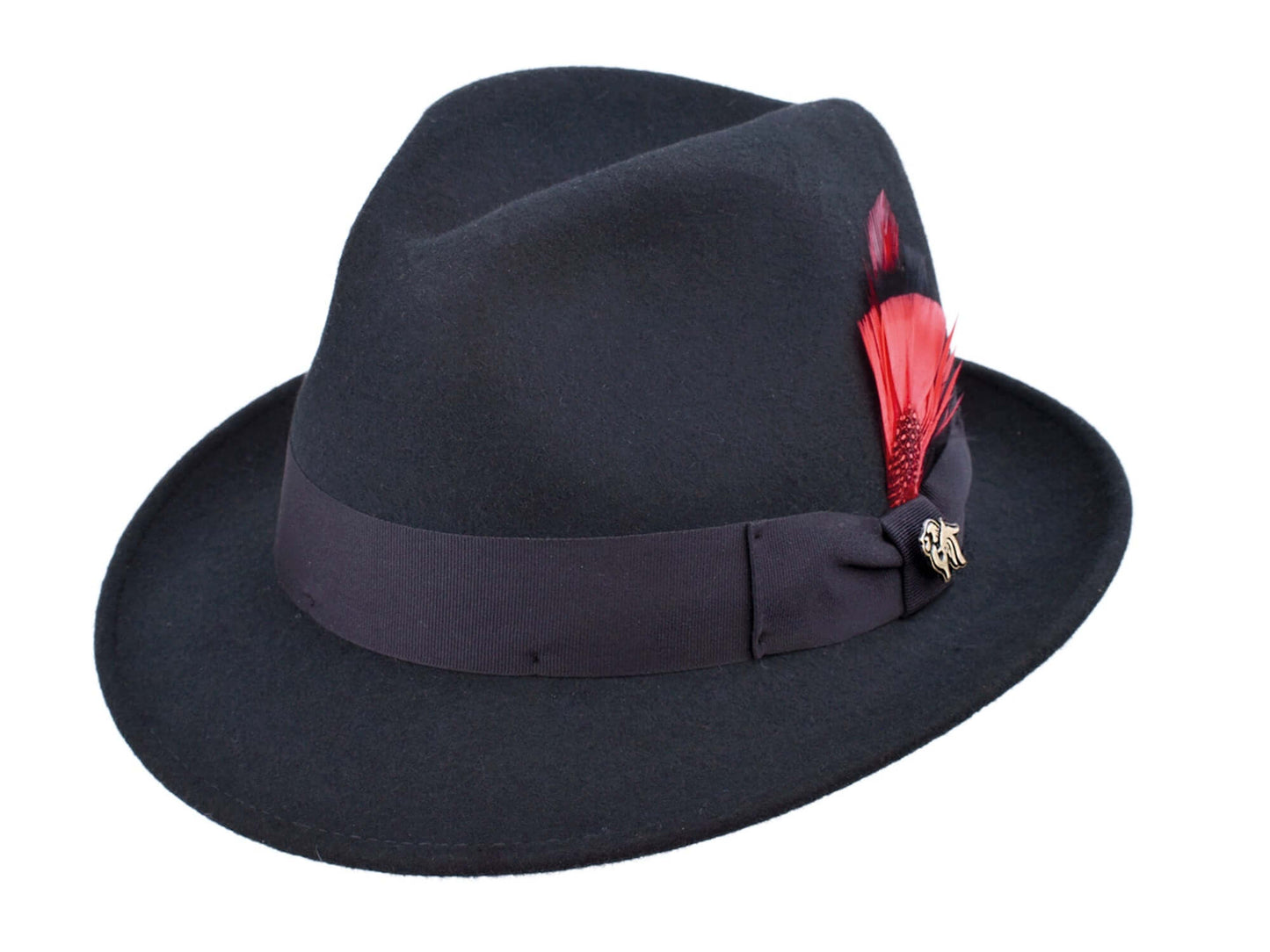 Wool Felt Hat Milano by Bigalli in gray with feather accent, a timeless and sophisticated fedora.