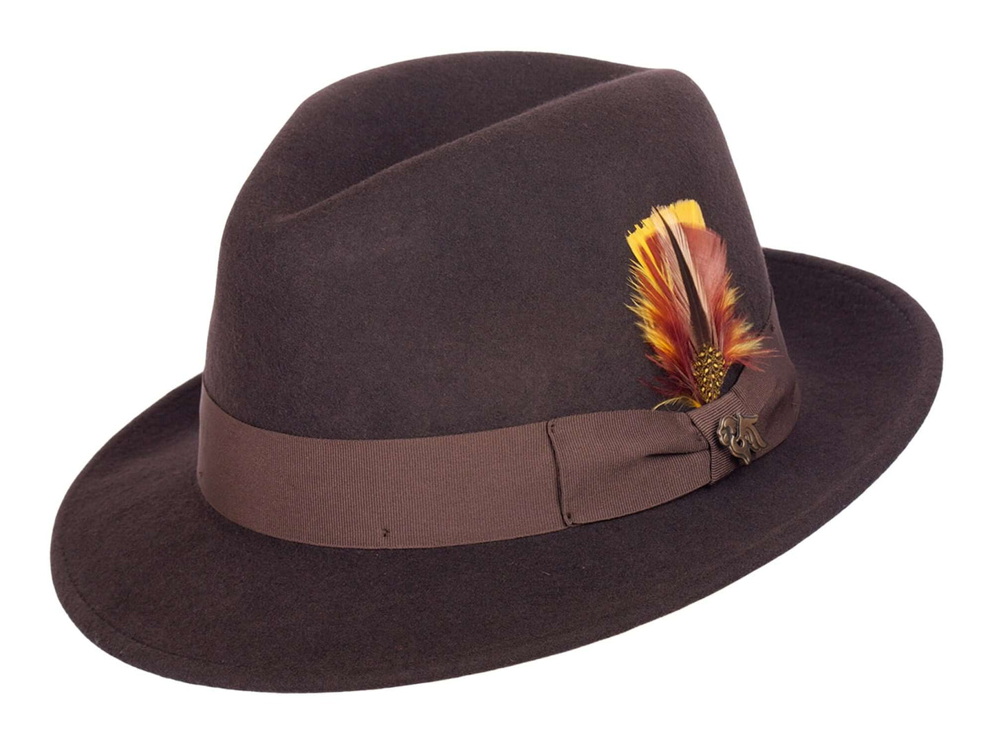 Wool Felt Hat Milano by Bigalli in gray with feather accent, a timeless and sophisticated fedora.