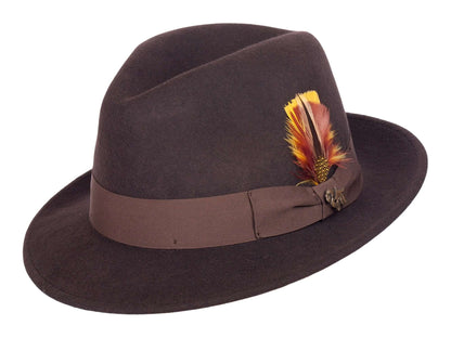 Wool Felt Hat Milano by Bigalli in gray with feather accent, a timeless and sophisticated fedora.