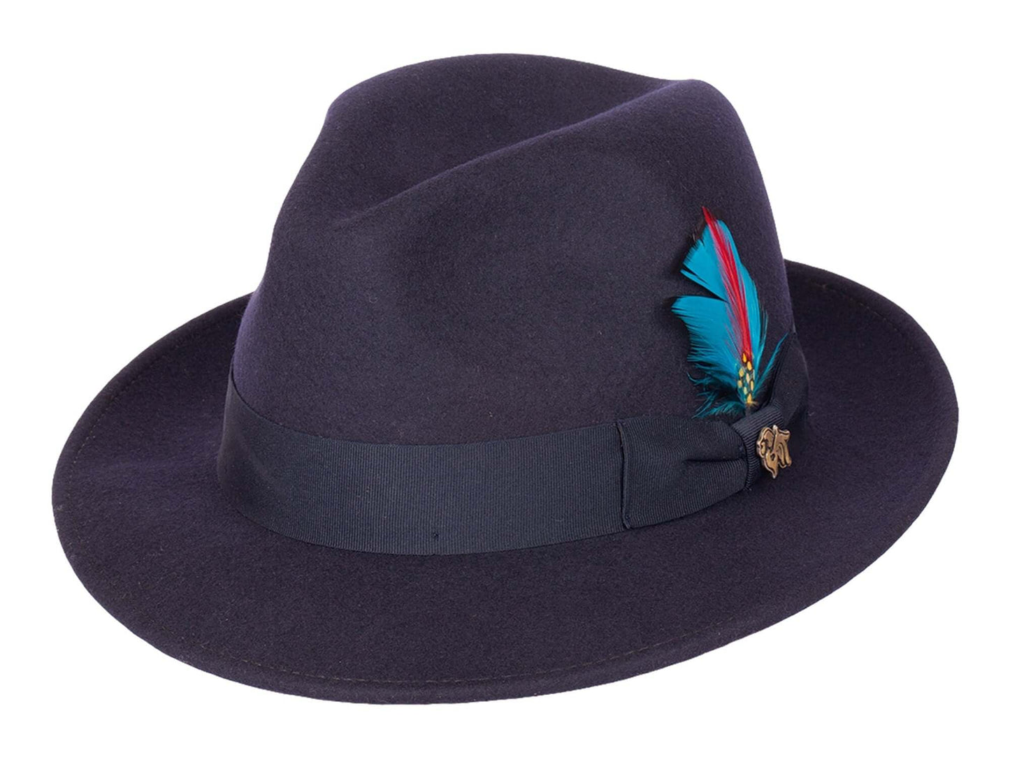 Wool Felt Hat Milano by Bigalli in gray with feather accent, a timeless and sophisticated fedora.