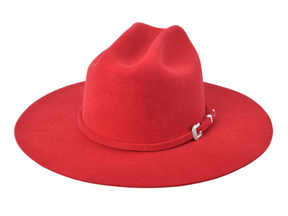 Shear women's western wool felt hat in red, front view