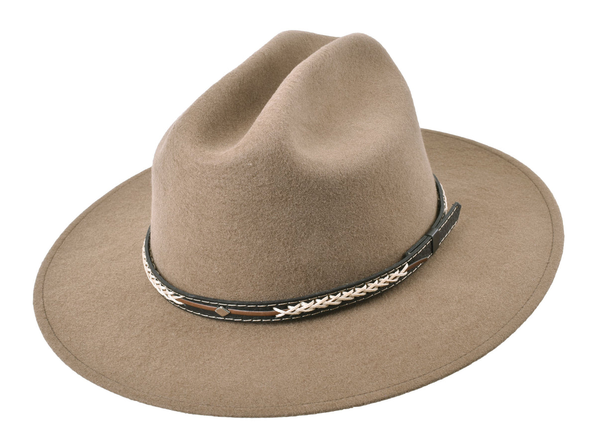 Westland outdoor Merino wool felt hat in khaki, front view