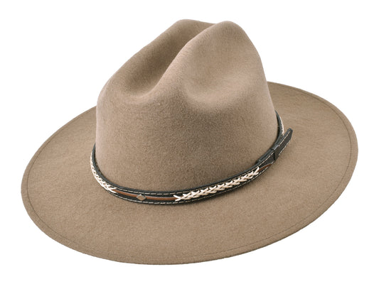 Westland outdoor Merino wool felt hat in khaki, front view