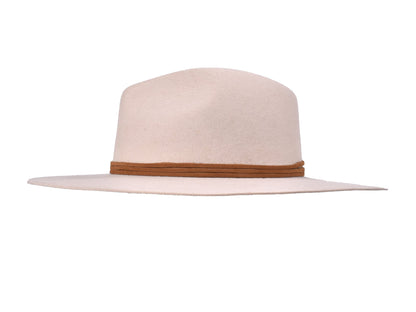 Lake wool felt fedora in cream, side view