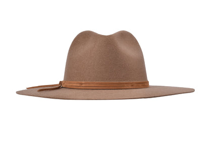 Lake wool felt fedora in khaki, front view