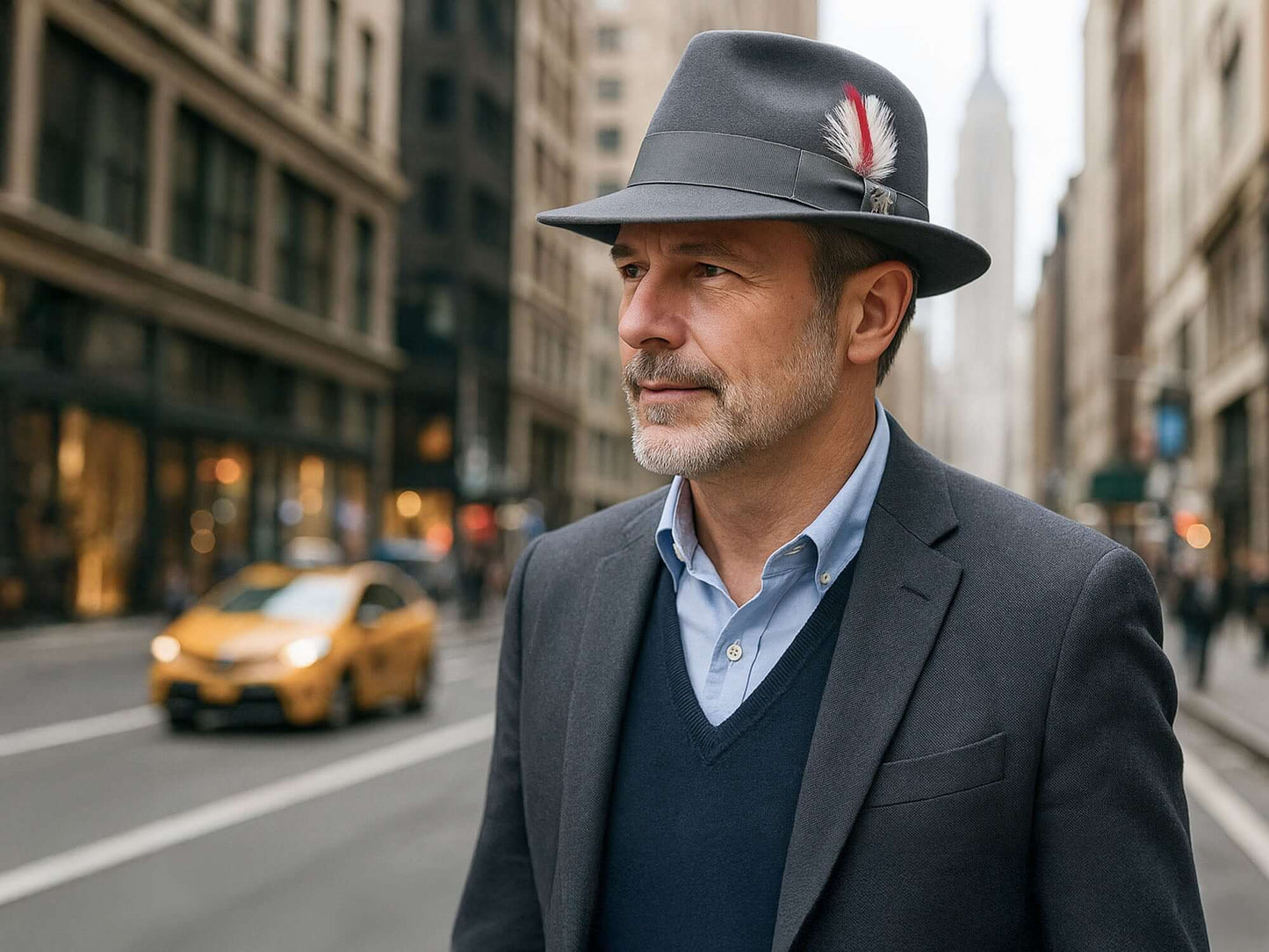 Wool Felt Hat Milano by Bigalli in gray with feather accent, a timeless and sophisticated fedora.