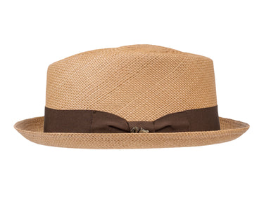 Diamond Trilby Panama Hat by Bigalli side profile toquilla straw texture