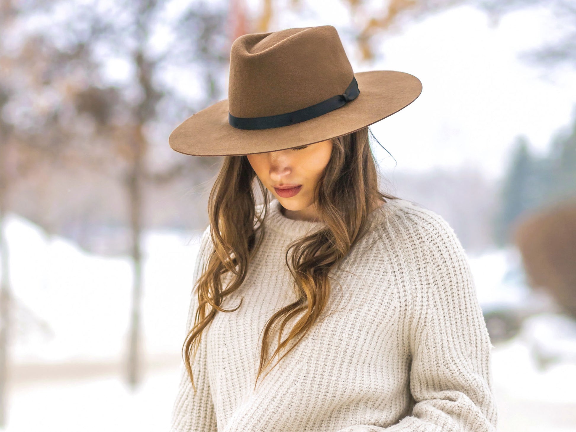 Wool Felt Flat Brim Hat Giza trendy women’s fedora