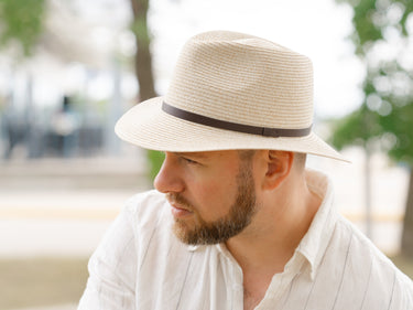 Trekker Braid Hat Bigalli model wearing outdoor adventure look